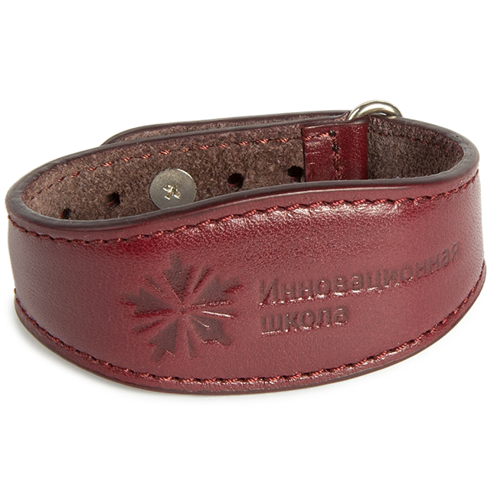 Браслет кожаный "Инновационная школа", цвет бордовый ИБАК01010113