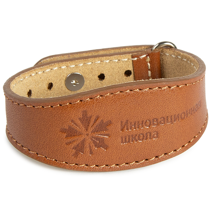 Браслет кожаный "Инновационная школа", цвет светло-коричневый ИБАК01010109