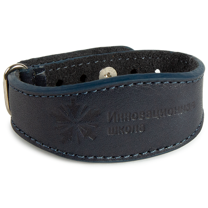 Браслет кожаный "Инновационная школа", цвет темно синий ИБАК01010102