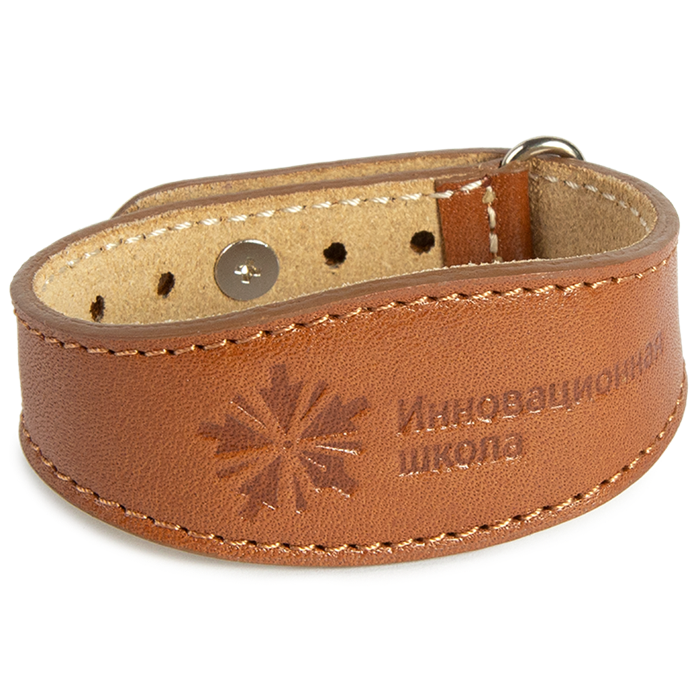 Браслет кожаный "Инновационная школа", цвет светло-коричневый 48177