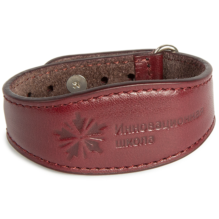 Браслет кожаный "Инновационная школа", цвет бордовый 48179